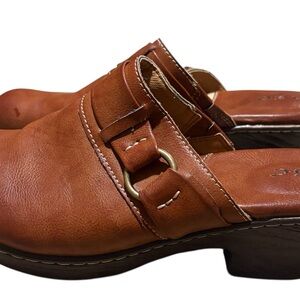 BOC Born Polly Comfort Clog Slip On Mules Brown Faux Leather Shoes - Size 9